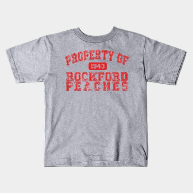 Property of the Rockford Peaches (A League of Their Own) (Red) Kids T-Shirt by brendalee